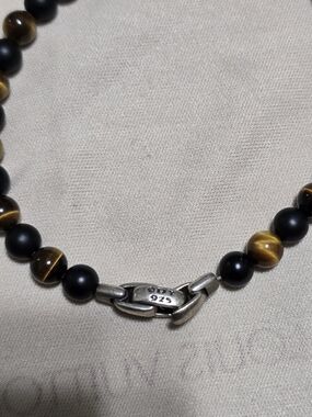 David Yurman Black and Brown Beaded Sterling Bracelet